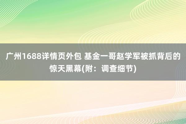 广州1688详情页外包 基金一哥赵学军被抓背后的惊天黑幕(附：调查细节)